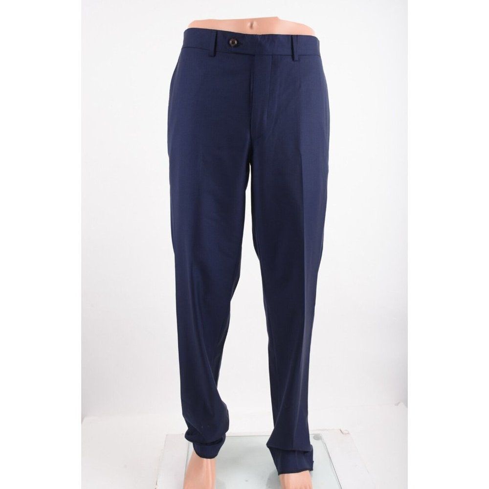 Ted Baker Mens Dress Pants Napoli Ct Wool Sz 34 Navy Blue Unhemmed Nwot